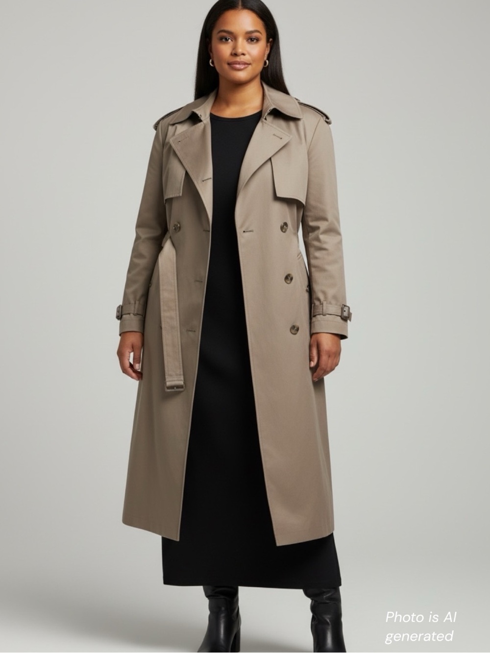 John Weitz Vintage Trench Taupe Coat Thermolite Lining Double Breasted Size 22W
